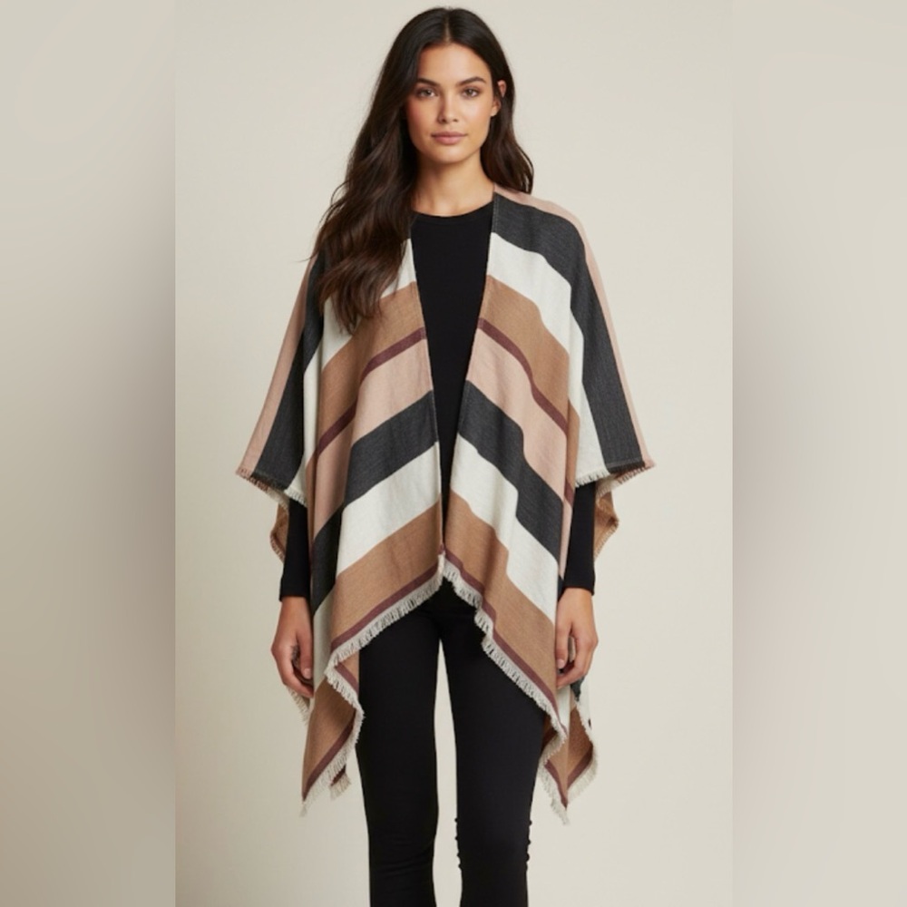 Francesca's Collections Striped Poncho